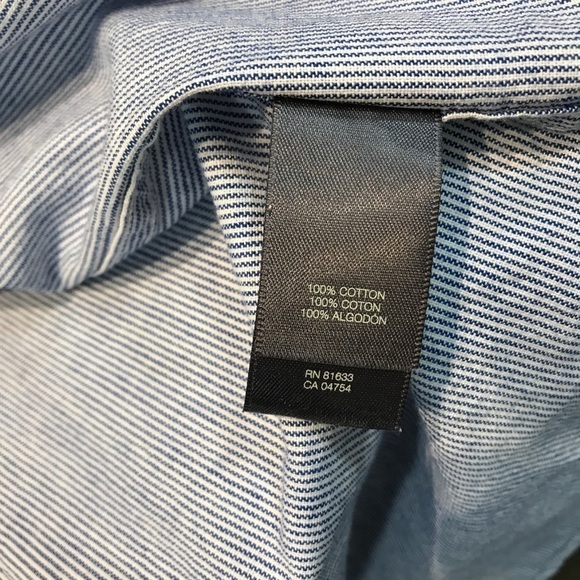 Kenneth Cole Reactions Cotton Blue and White Stripe Button Down Short Sleeved L - Picture 4 of 4